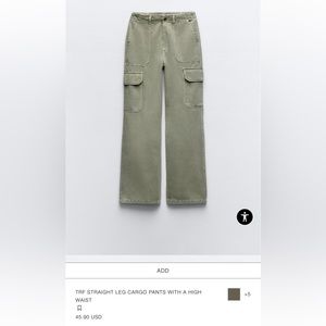 NWT zara straight leg cargo in olive
